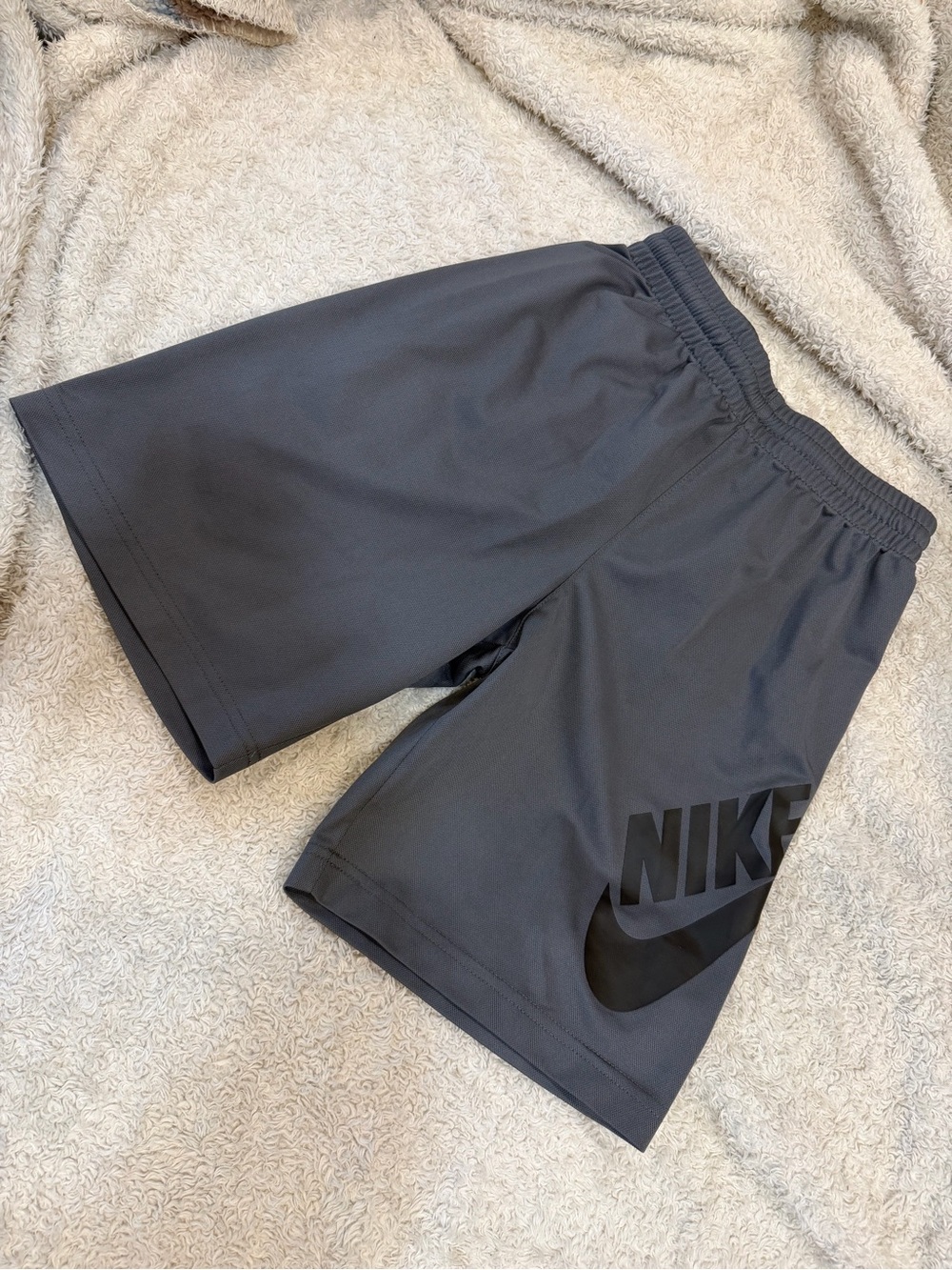 Nike Boys Gray Athletic Shorts with Black Logo